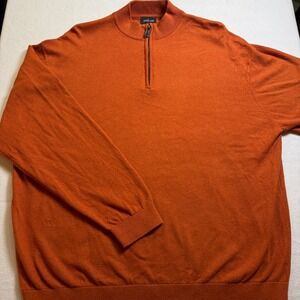 Miller Mens Orange Quarter‎ Zip Pullover Sweater XXL